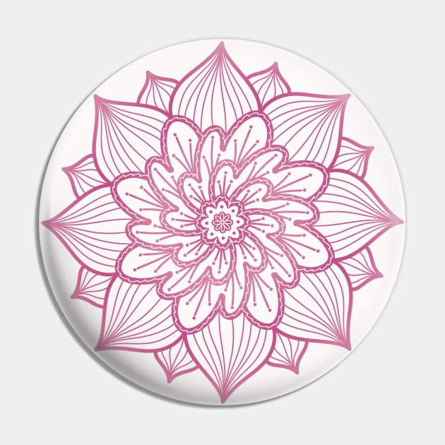 Pink Flower Mandala Pin by Art by Biyan