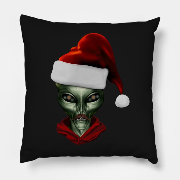 Alienated Alien Army Christmas Santa Pillow by Atomus