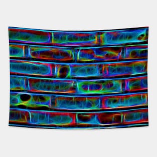 Neon Effect Brick Wall Background Tapestry