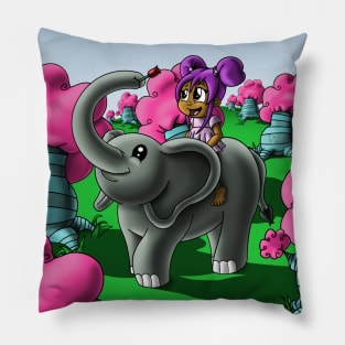 African American Girl and Elephant Pillow