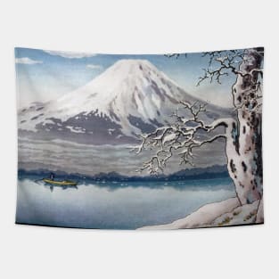 Yamanaka Lake in Winter by Tsuchiya Koitsu Tapestry