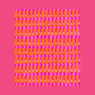 Hot Pink and Orange Geometric Layers Pattern T-Shirt