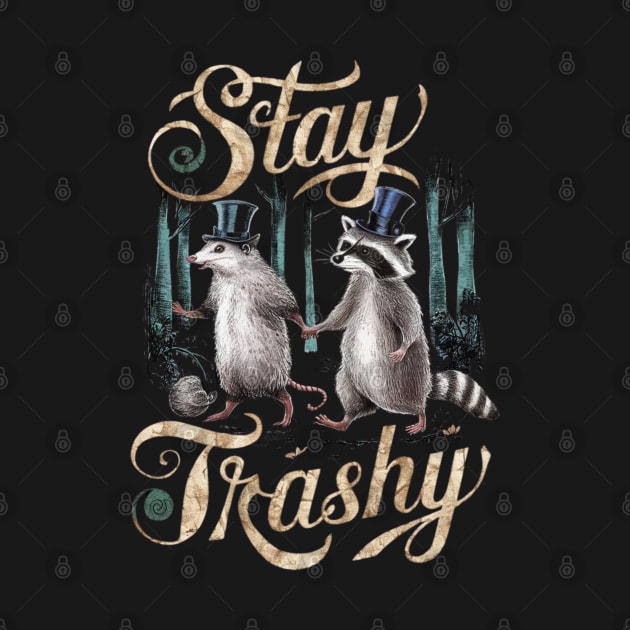 Vintage Stay Trashy Funny Possum And Raccoon Lovers by Lovelydesignstore