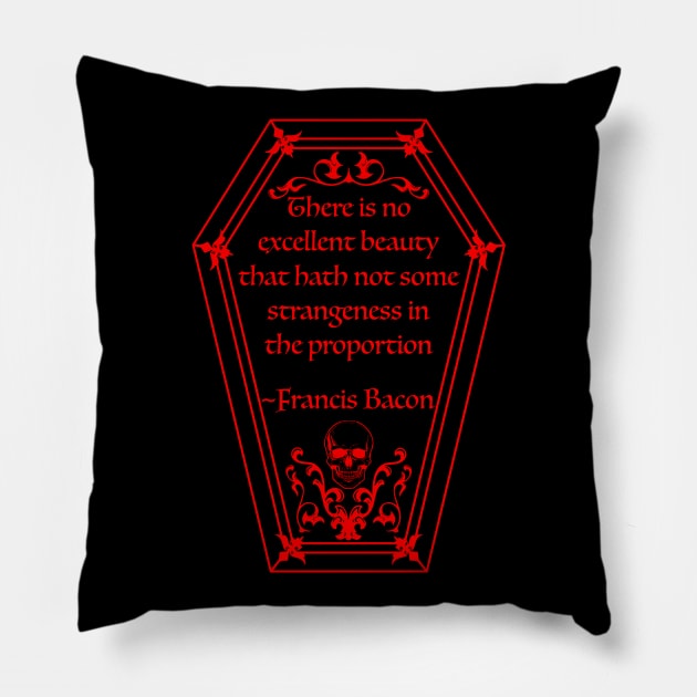 Coffin Quote Francis Bacon in Red Pillow by RavenWake