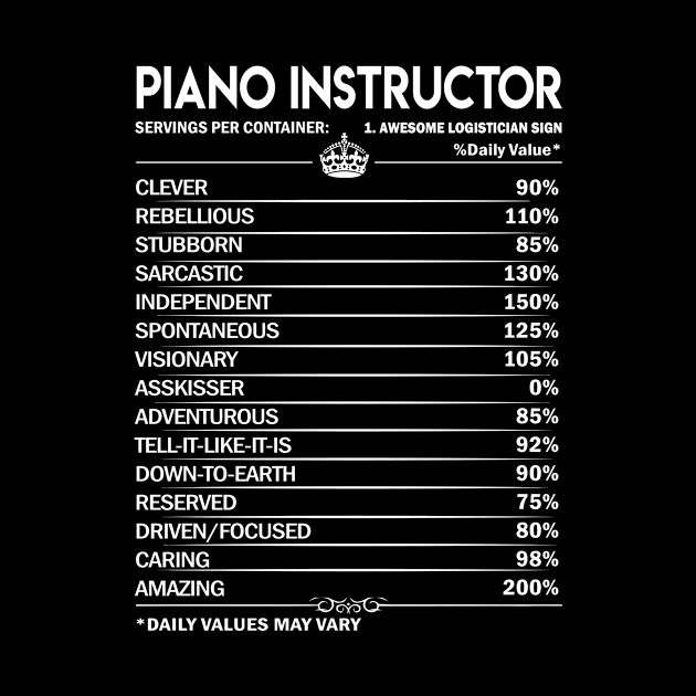 Piano Instructor T Shirt - Piano Instructor Factors Daily Gift Item Tee by Jolly358