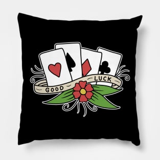 Vintage cards tattoo Pillow