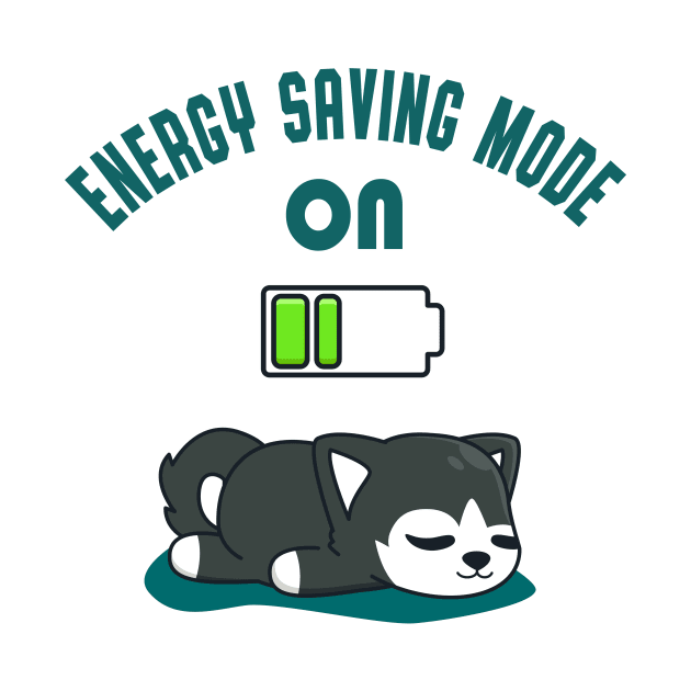 Tired Husky Battery Energy Funny Dog Fun by Foxxy Merch