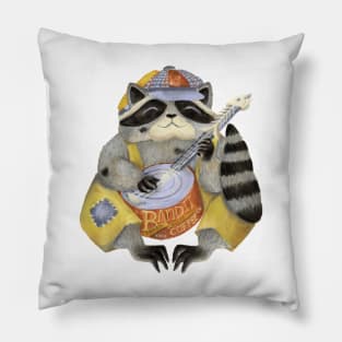 tin banjo raccoon Pillow