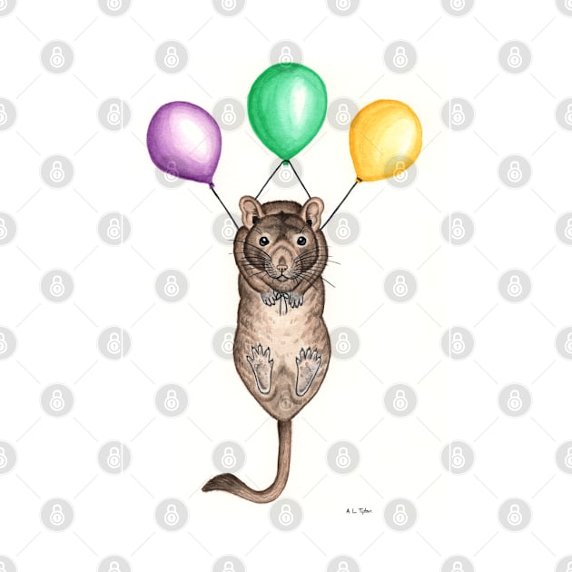 Degu with Balloons by WolfySilver