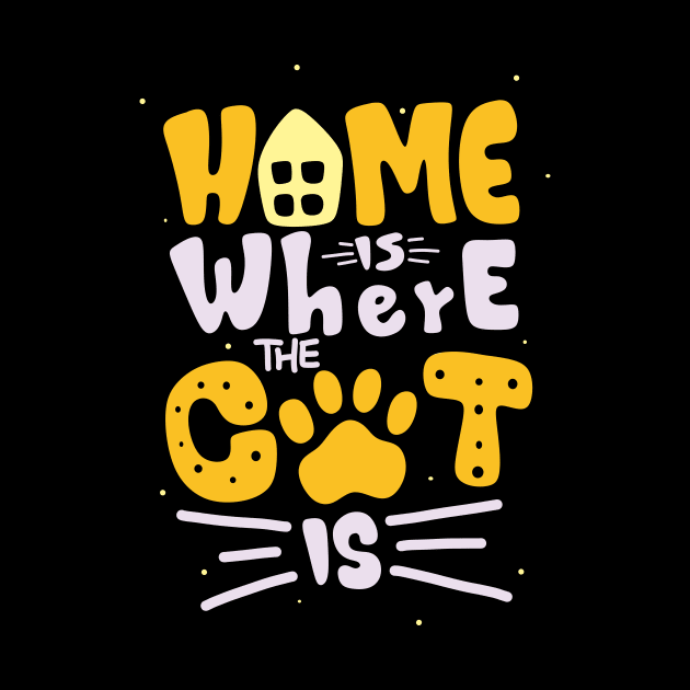 Home is Where the Cat Is Feline Lover Fun Quote by Foxxy Merch