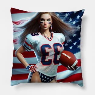 American Woman NFL Football Player #17 Pillow