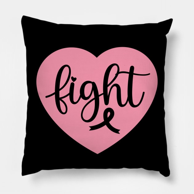 Breast Cancer Fight Heart Graphic Pillow by Teewyld