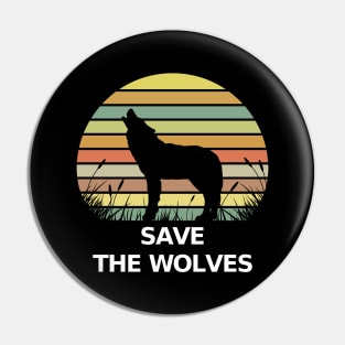 Climate Change Save the Wolves Pin