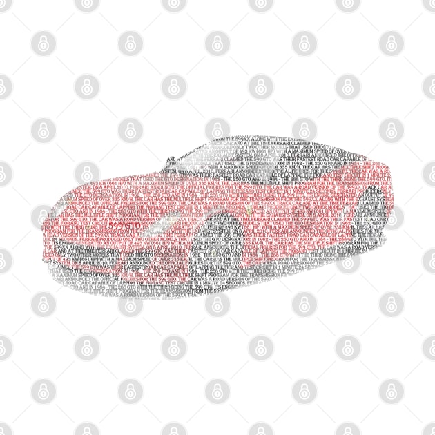 Ferrari 599 GTO typographic art by usastore