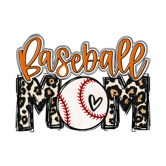 Baseball Mom Orange Leopard Baseball Mama by Wonder man 