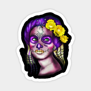 Dia De Los Muertos Skull Girl with Roses Magnet