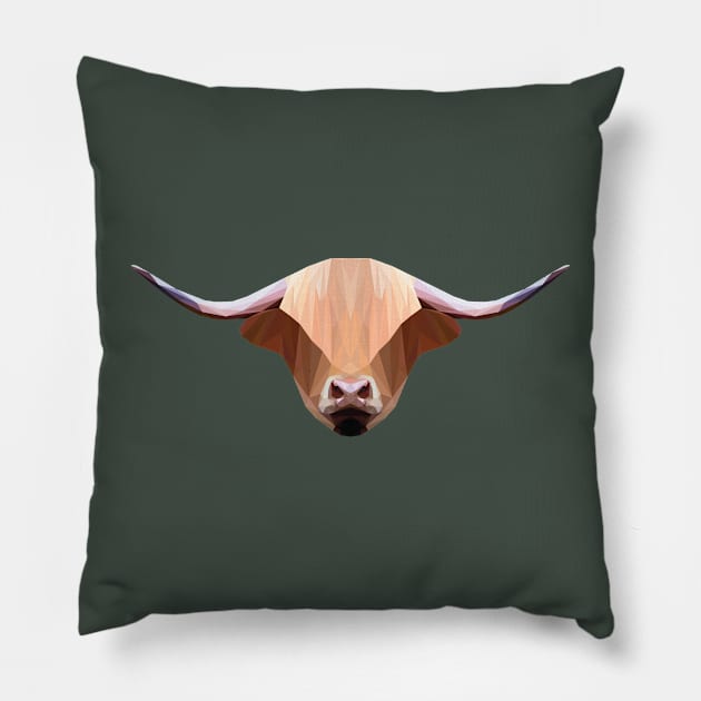 Geometrical Highland Cow Pillow by ErinFCampbell