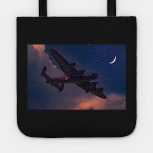 RAF Avro Lancaster Bomber in Moonlight Sky Tote