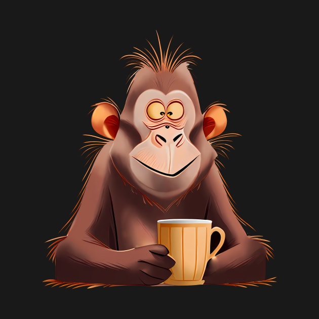 monkey with cup by ArtificialBeaux