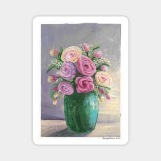 Garden Roses in a Vase Magnet