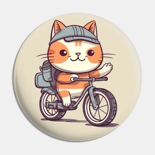 Funny cat rides bicycle Pin