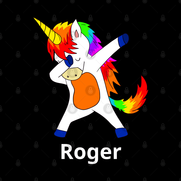 Roger First Name Personalized Dabbing Unicorn by chuhe86