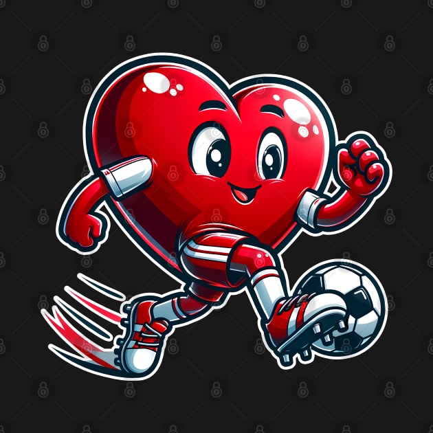 Valentine's Day Heart Soccer Player Team Sports by E