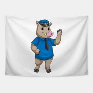 Boar as Police officer with Police hat Tapestry