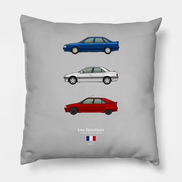 French sports saloons collection Pillow by RJW Autographics