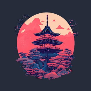 Enigmatic Japan City digital art T-Shirt