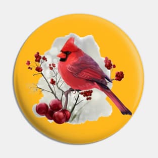 Bird Cardinal sitting on a branch Pin