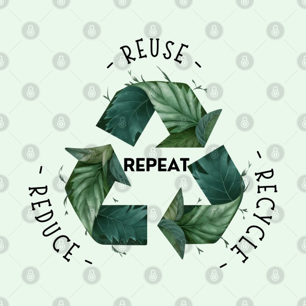 Recycling Logo with Leaves and Green Plants. Go Green, Recycle Symbol, Save the Earth Earth Day Awareness April 22 by Motistry