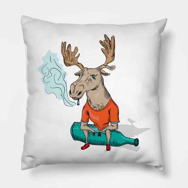 Moose Smoker Pillow by Mammoths