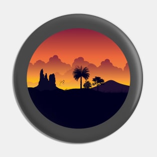 Landscape with Mountain and Palm Tree Pin