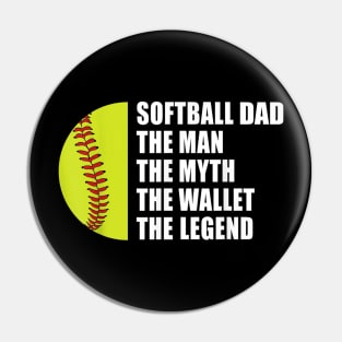 Mens Softball Dad Man Myths Wallet Softball Fathers Day Pin