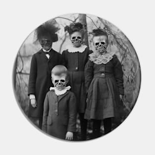 Creepy Kids with Halloween Masks Pin