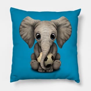 Cute Baby Elephant With Football Soccer Ball Pillow