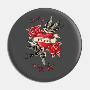 Rebel Heart Retro Tattoo Pin