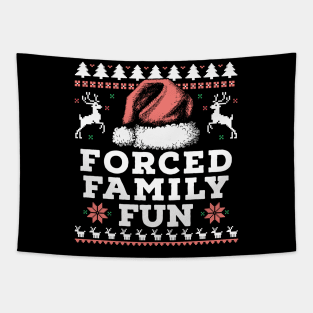 forced family fun ugly sweater Tapestry