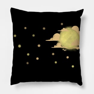 yellow moon and stars Pillow