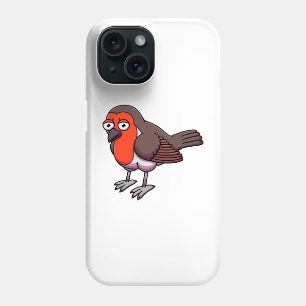 Sad Robin Bird Cartoon Phone Case by TheMaskedTooner