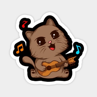 Rockin' Riffs: Cat Playing the Guitar - Musical Tee for Cat Lovers Magnet