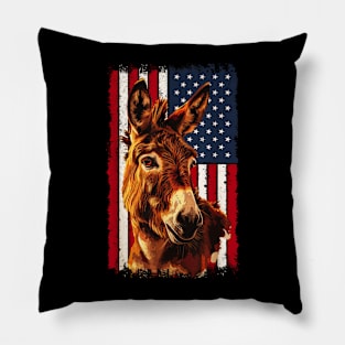 4th of july denkey on usa flag Pillow
