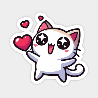 Kawaii kitten with hearts Magnet