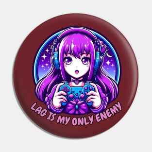 Gamer purple Anime girl Pin