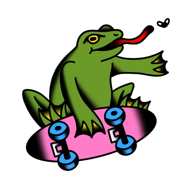 Skateboarding Frog by drawingsbydarcy