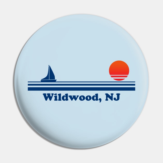 Wildwood, NJ - Sailboat Sunrise Pin by GloopTrekker