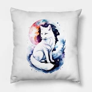 Watercolor Arctic Fox Pillow