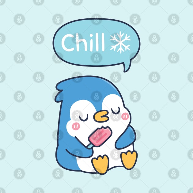 Cute Penguin Says Chill Snowflake Funny by rustydoodle