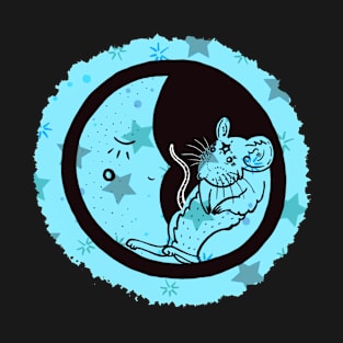 Cute Magical Moon Rat With Stars T-Shirt